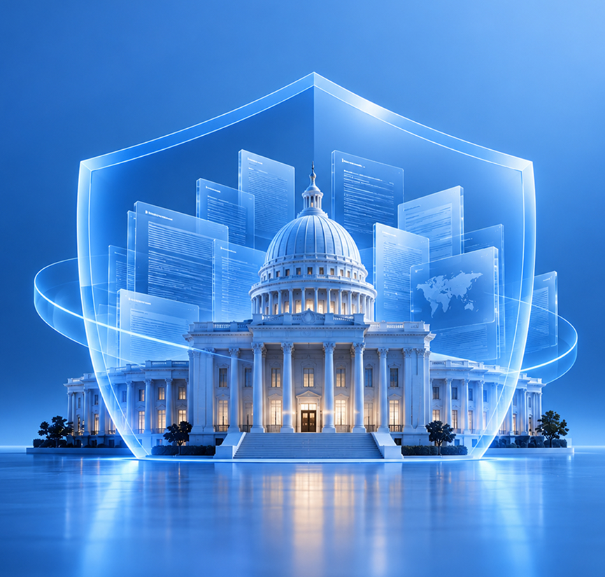 Government building protected by a digital shield